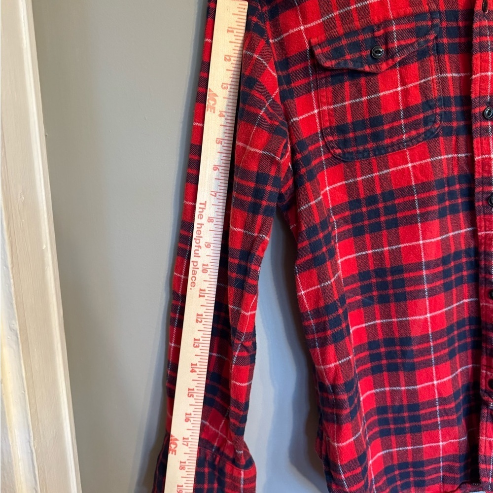 Madewell Red and Black Plaid Flannel Button-Up Shirt - Picture 9 of 10